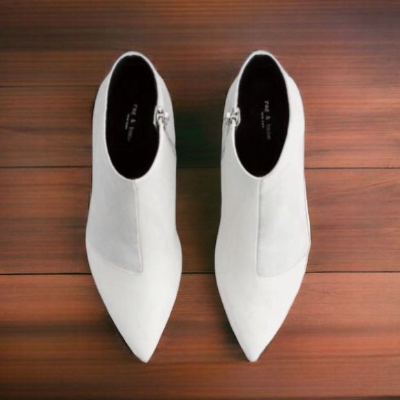 Rag & Bone Beha Leather Stiletto Ankle Boot in White - Picture 10 of 17